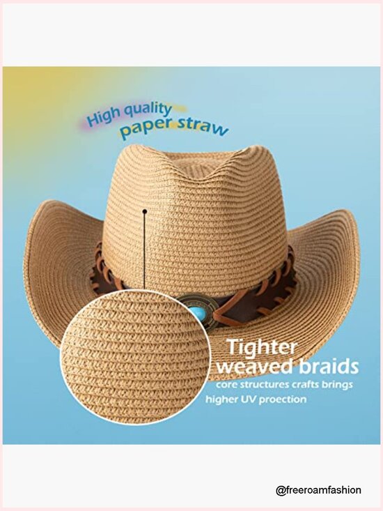 Women\'s Woven Straw Cowboy Hat with Wide Brim, UPF 50 Sun Protection main image 6